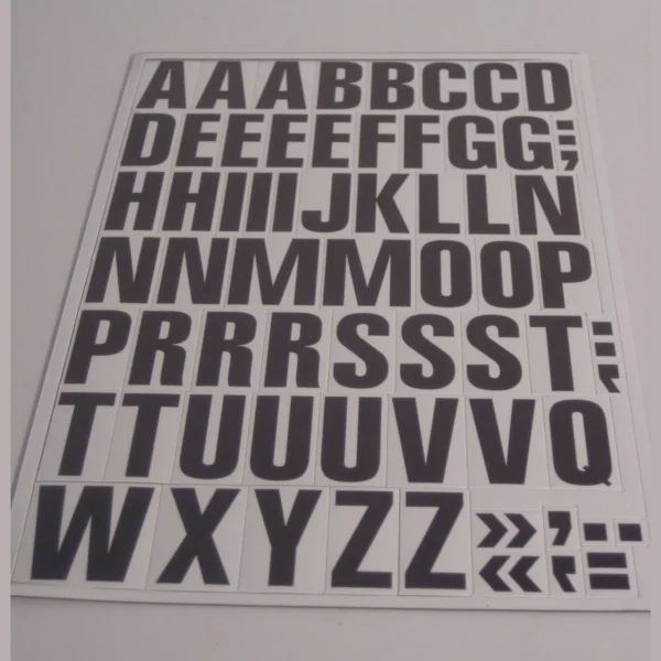 43mm Black Printed Magnetic Alphabet on White Vinyl