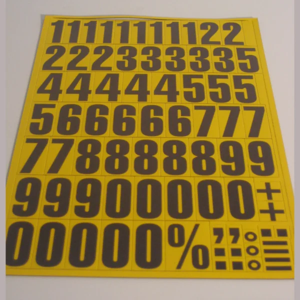 43mm Black Printed Magnetic Numbers on Yellow Vinyl